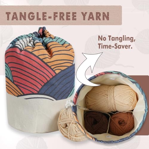 TOGETRUE Yarn Bag, Small Knitting Crochet Bag, Portable Yarn Storage Bags Organizer for Crocheting Project, Store Skein Ball, Short Knitting Needle (Small, Color Arc) - color: Color Arc, size: Small