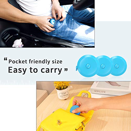 DiCUNO 3-Pack Soft Retractable Measuring Tape, 60-Inch 1.5 Meter, Sky-Blue | Measuring Tape for Pocket, Body Tailor Sewing Craft Cloth, Medical Nursing, Tape Measure - color: Sky Blue*3pcs