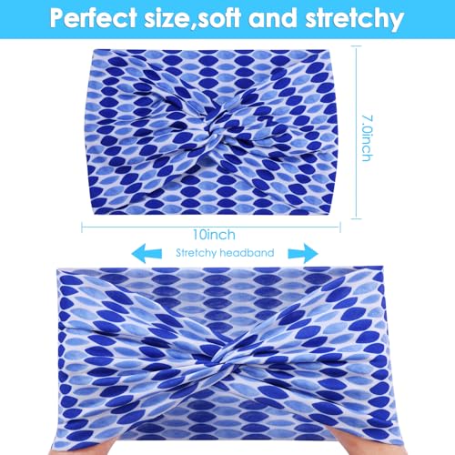 HAUHC Extra Wide Headbands for Women, 7'' Large Cotton Like Turban Knotted Bandana Head Bands for Women Non Slip, Boho Headbands for Women's Hair (6PCS Print 1, average size) - color: Print 1