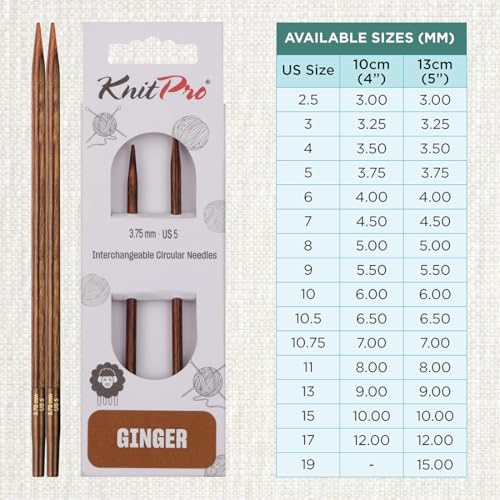 KnitPro Ginger Interchangeable Circular Needles 5" (13cm) | US Size 5 (3.75mm) - size: US 5 (3.75mm)