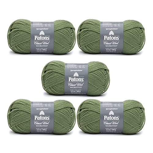 Patons Classic Wool Meadow Yarn - 5 Pack of 3.5oz/100g - Wool - 4 Medium - 210 Yards - Knitting/Crochet - color: Meadow, size: 5 Pack