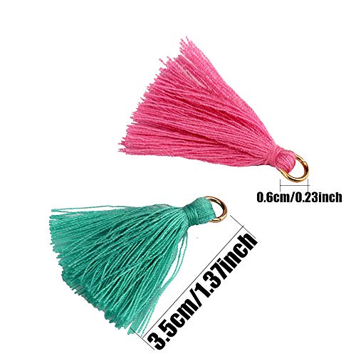 MSCFTFB 100 Pieces Mini Tassels Mala Tassel Kit with Jump Rings for Earring Necklace Jewelry Making Garland Keychain Charms Crafts Decorations(Khaki) - color: Khaki