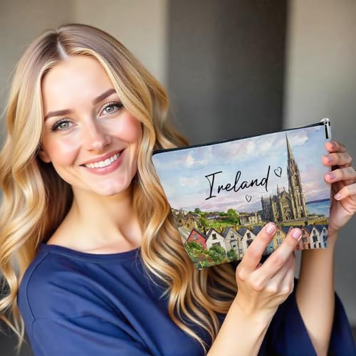Ireland Makeup Bag for Women, Irish City Travel Gifts | Travel Essential Cosmetic Pouch for Purse, Ireland Souvenirs Bag for Traveller Lovers - color: multicolor0205