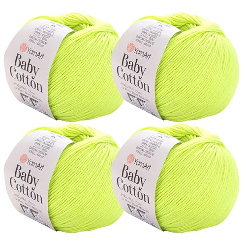 YarnArt Baby Cotton Yarn 4-Pack – Soft Knitting Yarn for Baby & Summer, 50% Cotton 50% Acrylic, 1.76 Oz Each, 180.44 Yds/Skein – Ideal for Amigurumi & Crochet Projects (430) - color: 430