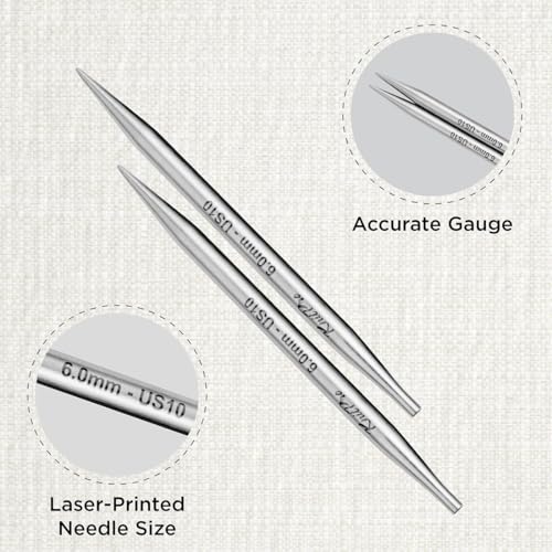 KnitPro Stelo Lace Interchangeable Tips 4" (10cm) | US Size 10 (6mm) - size: US Size 10 (6mm)