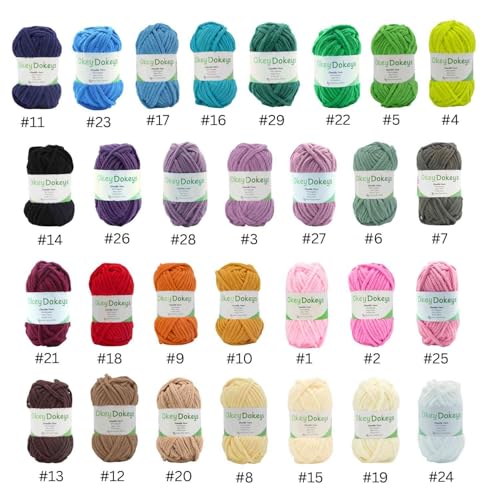 Okeydokeys Super Bulky Chenille Yarn Size 6, 3-Pack,150g/114y, Thick Fluffy Yarn for Crocheting Baby Blankets, Amigurumi. Cherry Slush Red #18 - color: Cherry Slush Red #18, size: 3-Pack ($5.00/skein)