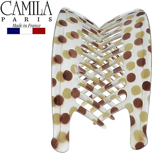Camila Paris CP1248/2 French Hair Side Combs, Dots Interlocking Combs French Twist Hair Combs, Strong Hold Hair Clips for Women Bun Chignon Up-Do, Styling Girls Hair Accessories, Made in France - color: Dots