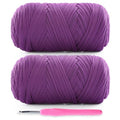 2 Pack Soft T-Shirt Yarn for Crochet, T Shirt Yarns for Crocheting Crafts, Bags, Basket, Coaster, Tshirt Yarns - 800 G/260 Yds with 1 Crochet Hook (2, Violet) - color: Violet