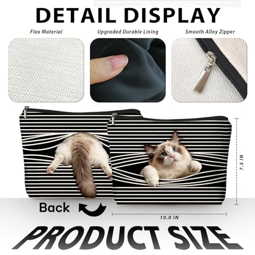 Funny Ragdoll Cat Makeup Bag & Travel Pouches for Toiletries, Funny Ragdoll Cat Gifts for Women & Teen Girls, Cats Gifts Lovers for Travel，Kitty Cosmetic Zipper Travel Toiletry Bag - color: 02-Cat(05)-Ragdoll Cat