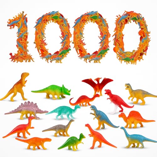 Deekin 300 Pcs Mini Dinosaur Figures Bulk, Kids Birthday Party Supplies | Small Plastic Dinosaur Toys, Educational Reward, Cupcake Toppers, Goodie Bags, Classroom Exchange Gift, Back to School Favors