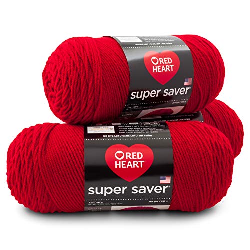 RED HEART Super Saver 3-Pack yarn, CHERRY RED 3 Pack - color: Cherry Red
