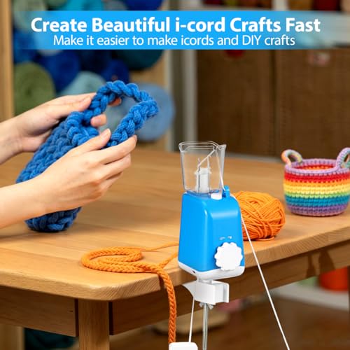 Abaodam Automatic I-Cord Knitting Machine: Electric i-Cord Maker Tool Knitter Crochet Machine - Knitting Yarns Efficiently - Hands-Free for DIY Crochet Projects - color: Blue