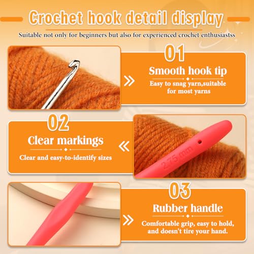 SHWAKK Crochet Hook, 2.75 mm Ergonomic Crochet Hook for Arthritic Hands | Crochet Needles, Knitting Needles with Soft Handle Beginners and Experienced Hobbyists(2.75 mm) - size: 2.75mm