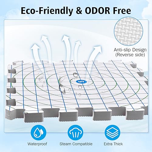 9 Packs Blocking Mats for Knitting with 20 Blocking Comb Pins,100 T-Pins | Extra Thick Knitting Blocking Mats with Grid Radial Lines,Crochet Blocking Board for Needlepoint or Crochet with Storage Bag - color: White Inch with Circle