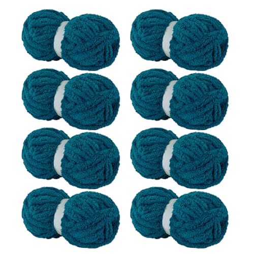 Hombys Indigo Chunky Chenille Yarn for Hand Knitting & Crocheting - Super Bulky Big Yarn for Chunky Blanket - color: Indigo