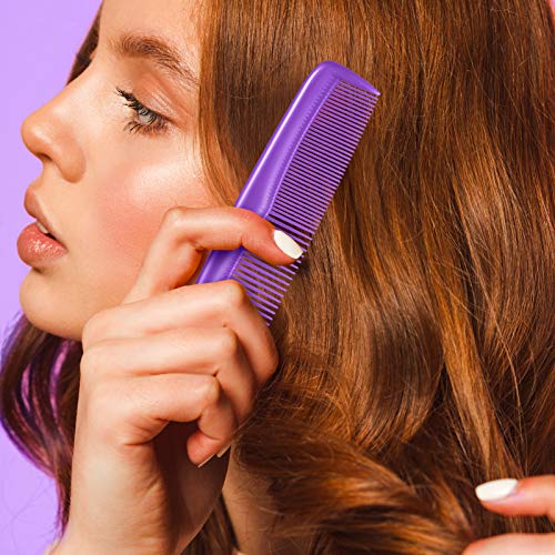 Leinuosen 12 Pieces Pocket Hair Combs, Fine Tooth Combs, Purple | Plastic Hair Care for Men Women, Portable Travel Size, for Barber Salon Hair Dressing Use, Not Breakable, Peines Para Cabello - color: Purple