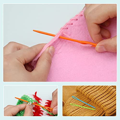 LUNARM 50PCS Plastic Needles for Yarn Large Eye Sewing Needles | 9cm/3.54inch Plastic Needles in Box for Crafts, Weaving Projects, Canvas Embroidery, Sturdy Easy Thread for Fine Motor Skills - size: 3.54 inches
