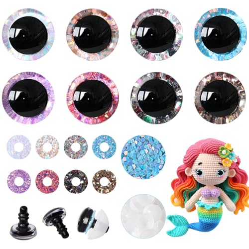 120Pcs 18mm Safety Eyes for Crocheting Mermaid Amigurumi Eyes for Crochet Animals Crochet Doll Craft Eyes with Washers Stuffed Animal Eyes for DIY of Puppet Bear Animal Halloween Decorations - size: 18mm