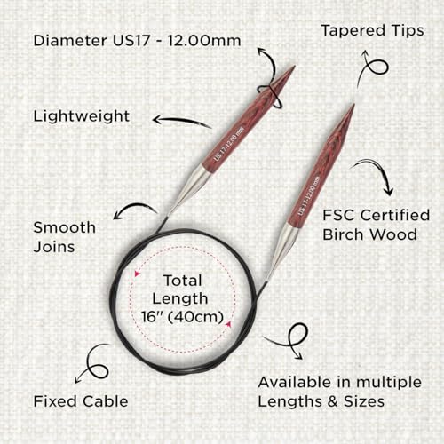 KnitPro Dreamz Fixed Circular Needles 16" (40cm) | US Size 17 (12mm) - size: US 17 (12mm)
