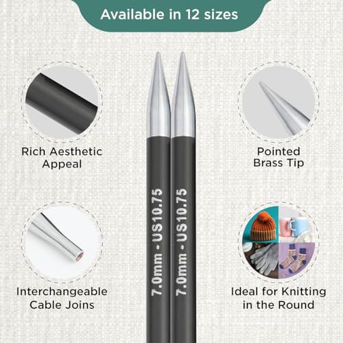 KnitPro Karbonz Interchangeable Circular Needle 5" (13cm) | US Size 10.75 (7mm) - size: US 10.75 (7mm)