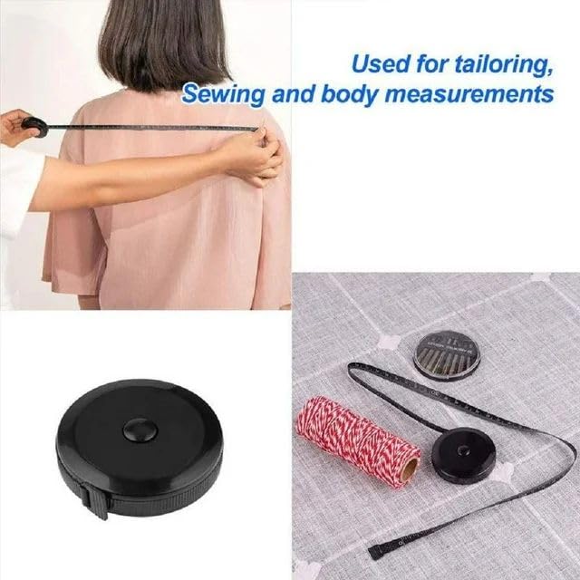 Black Measuring Tape, Soft Tape Measuring for Body Fabric Sewing Tailor Cloth Knitting Craft Weight Loss Measurements Retractable Dual Sided Tape Measure Sewing Notions and Supplies