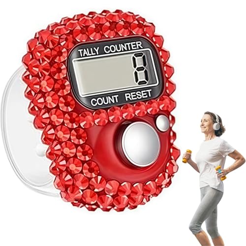 Electronic Tally Counter with Display, Resettable Portable Electronic Finger Counter for Golf, Track and Field, Lap Counting - color: Red