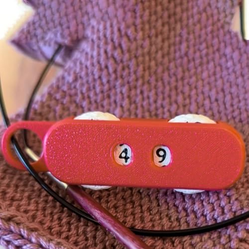 Manual Knitting & Crochet Stitch Counter, Pointer Tool for Sewing (Red) | Easy-to-use dial function with limit switch. Precision tracking for sweaters, scarves, and various sewing projects. - color: Red