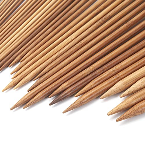 Bamboo Knitting Needles Set, Wooden Knitting Needles for Beginners, 18 Pairs US Size 0-15 (2.0-10.0mm) 14 Inch Long Straight Wood Knit Needle Single Point for Sweaters, Socks, Shawl and Scarf - color: Brown