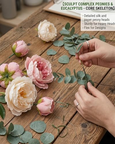 Floral Wire Stems for Flower Arrangements - 100Pcs 15.7-Inch 2mm Dark Green Craft Floral Wire, Bendable Stems for Bouquets, DIY Paper Flowers, Wedding Decor, Home Crafting