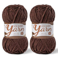 2 Pack Fluffy Velvet Yarn for Crocheting，Baby Blanket Yarn for Crocheting Soft，100g(131yds) Amigurumi Yarns，Plush Chenille Crochet Yarns，Puzzle Yarn for Crochet Weaving Craft(2 Dark Coffee) - color: 2 Dark Coffee