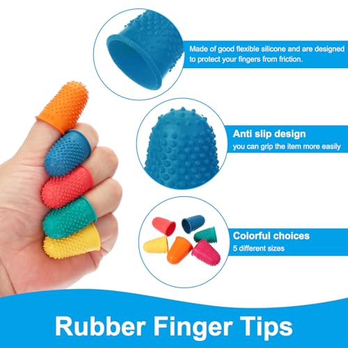 PATIKIL Rubber Finger Tips, 15 Pack Silicone Thumb Fingertip Protector Finger Cots Covers Guard Pads Thimble Grips for Office Counting Sewing, Blue M Size - color: Blue, size: 1.2x0.8inch（Medium）