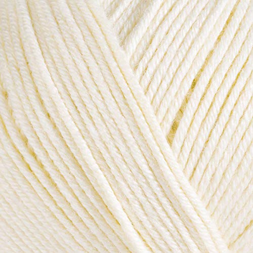 Estako Happy Cotton 60% Cotton 40% Acrylic Yarn, Sport 2, Cream, 4-Pack | soft, fine, 200 g, 720 yds, baby clothes, amigurumi, 2-3 mm hook, summer tops, hats, blankets - color: 4150 - Cream, size: 4 Skeins