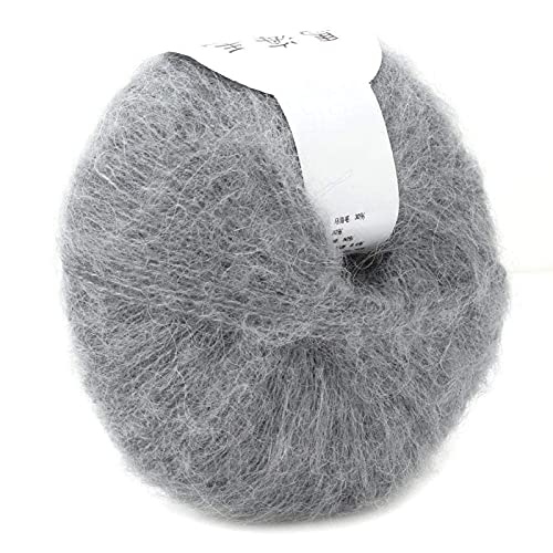 Mohair Knit Soft Angora Long Wool Yarn Hot with a Crochet Popular for DIY Weave(Light Grey)