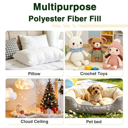 2.5lb/40oz Premium Polyfill Stuffing, Fluffy Pillow Stuffing for Pillows, Crochet Toys, Stuffed Animals, Couch Cushions, Cloud Decorations & DIY Crafts, Machine-Washable Polyester Fiber Fill