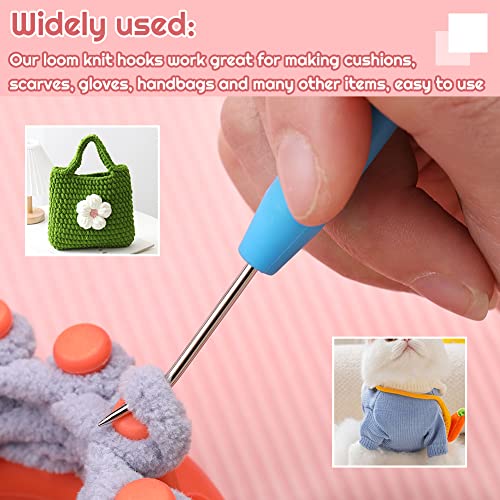 Wonvoc 8 Pcs Blue Loom Hooks with 12 Pcs Colorful Plastic Sewing Needles | Loom Knit Hook Set, Crochet Needle Hook Kit for Knitting Looms & Boards - color: Blue
