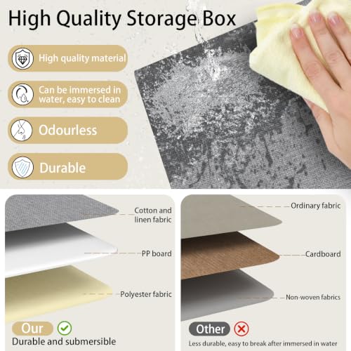 Yawinhe Collapsible Fabric Storage Bins,15.0x9.8x8.3in,White/Grey,4-Pack | Foldable Storage Baskets for Shelves, Closet Boxes for Organization, Washable Closet Organizer for Towels, Canvas Bins - color: White/Grey, size: 15.0x9.8x8.3inch(4-Pack)
