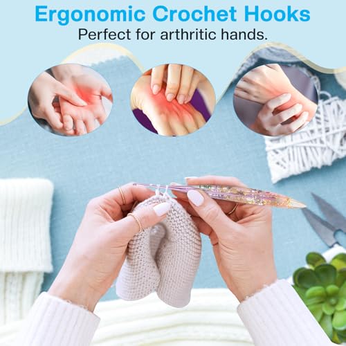 3.0mm Crochet Hook, Ergonomic Crochet Hooks with Floral Resin Grips | Stylish and Unique Knitting Needles ,Crochet Needles for Beginners, Arthritic Hands and Professional - size: 3.0mm