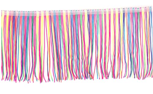 5 Yards of 4" Long Chainette Fringe Thread Yarn Tassel Trim Braid Fringe for Crafts Sewing and Decor-Multicolor - color: Multicolor, size: Value 5 Yards