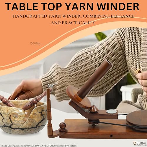 Rosewood Yarn Winder - Large Wooden Yarn Winder for Crocheting Handcrafted - Heavy Duty Natural Ball Winder - Best Wooden Yarn Bowl (Winder, Crochets & Yarn Bowl) - color: Winder, Crochets & Yarn Bowl