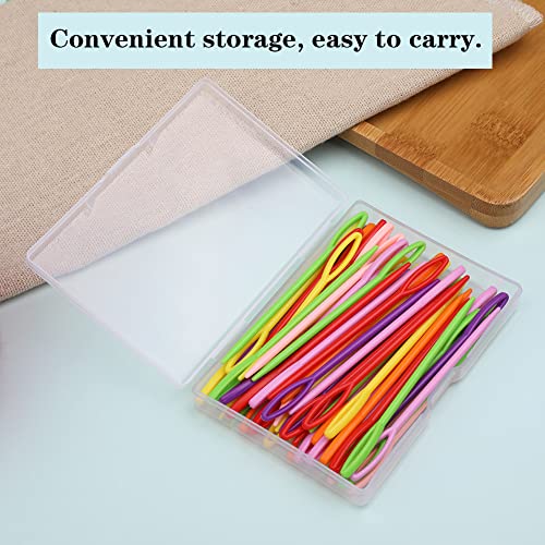 LUNARM 50PCS Plastic Needles for Yarn Large Eye Sewing Needles | 9cm/3.54inch Plastic Needles in Box for Crafts, Weaving Projects, Canvas Embroidery, Sturdy Easy Thread for Fine Motor Skills - size: 3.54 inches