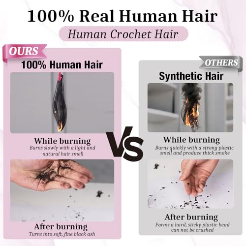 Burmese Curly Crochet Human Hair 120g Knotless Pre-Separated Feather Crochet Human Hair Bundles 14inch Invisible Miracle Knots Reusable Human Crochet Hair For Black Women Natural Black