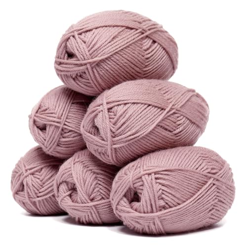 100% Superwash Wool Yarn 6 Skeins 300g DK Weight Knitting Crochet A. Rose | Sourced from Peru for breathable warmth and 654yd total length per 300g pack ideal for soft baby garments hats and sweaters - color: Antique Rose