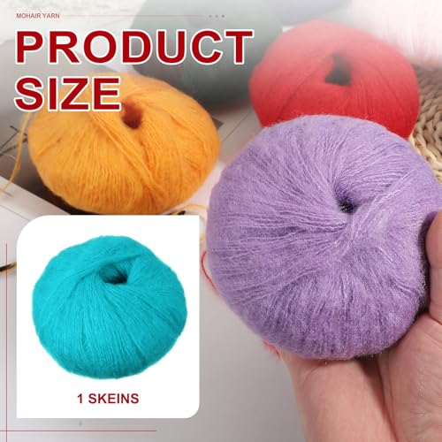 PATIKIL Mohair Yarn, Soft Yarn Faux Mohair Fuzzy Fur Fine Fluffy Yarns Thin for Crocheting Knitting Sweater Scarf Hat Crafts Blanket Rug, Lake Blue - color: Lake Blue