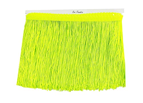 10 Yards of 4" Long Chainette Fringe Thread Yarn Tassel Trim Braid Fringe for Crafts Sewing and Decor-Neon Green - color: Neon Green, size: Value 10 Yards