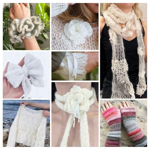3 Balls Soft Mohair Wool Yarn for Crocheting Knitting Hand Washable Long Wool Yarn DIY Scarf Crochet Thread for Clothes Hats Sweater Scarf Craft Projects - color: White