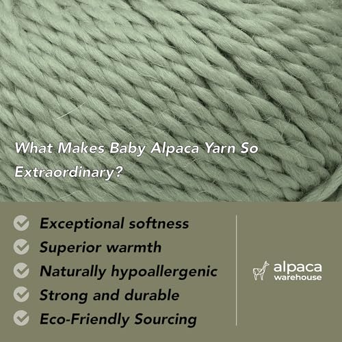 100% Baby Alpaca Yarn 3 Skeins 150g Bulky Weight Knitting Crochet S. Green | Made in Peru with natural warmth and softness featuring 162yd of premium fiber ideal for scarves shawls sweaters and more - color: Sage Green, size: Bulky - 3 Skeins