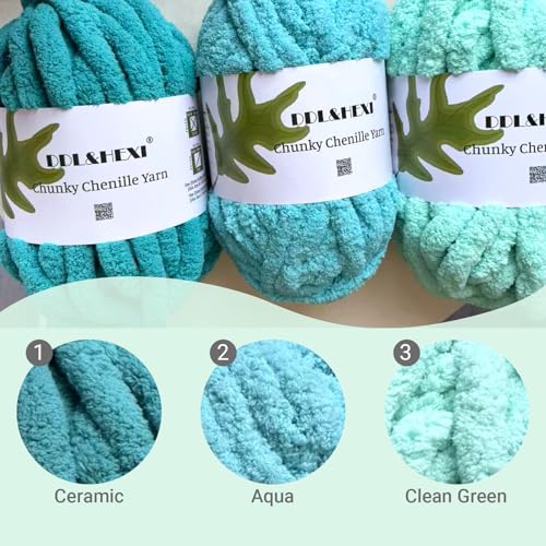 DDL&HEXI 4 Pack Chenille Chunky Yarn,Jumbo Yarn,4x8oz (226g) per Bag (Ceramic) - color: Ceramic