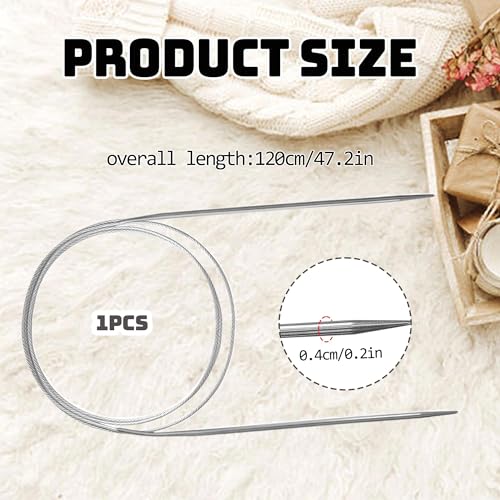 Stainless Steel Circular Knitting Needle, 47.2 inch Length, 0.2 inch Diameter, Strong Flexible Wire
