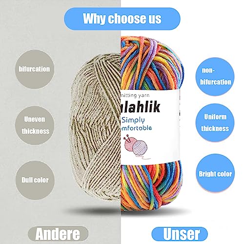500g(10x50g) Acrylic Yarn for Crocheting and Knitting, Colorful Gradient Yarn Thread, 10 Rolls Skeins, Multicolor Hilo Acrílico, Perfect for DIY Crafts Project-16