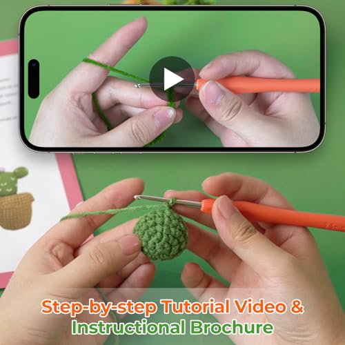 Dasonwin Crochet Kit for Beginners,Crochet Cactus with Step-by-Step Tutorials,Beginner Crochet Kits for Adults,Gift for Girls and Women.